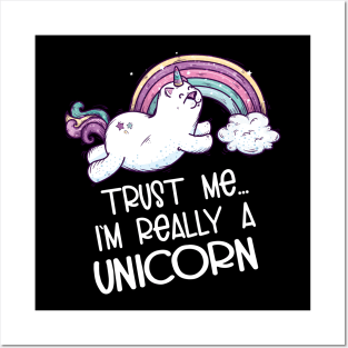 Unicorn Cat Funny Caticorn Cute Kitty Rainbow Magical Posters and Art